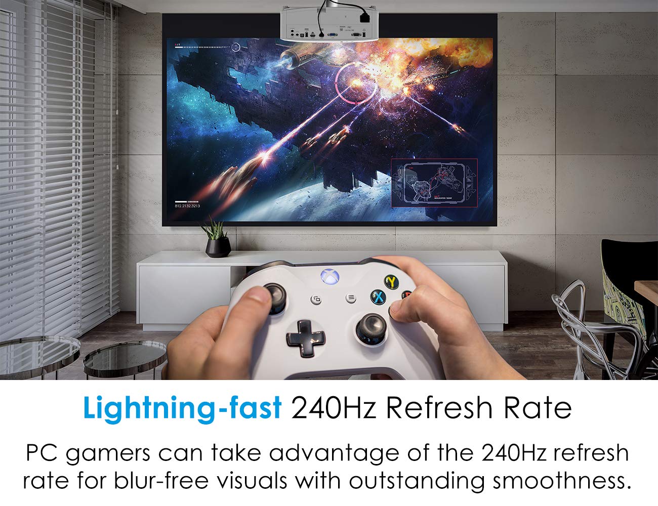 Optoma UHD30 True 4K UHD Gaming Projector | 16ms Response Time with Enhanced Gaming Mode | Lowest Input Lag on 4K Projector | 240Hz Refresh Rate | HDR10 & HLG