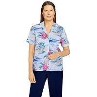 Alfred Dunner Women's Tropical Scenic Printed Shirt