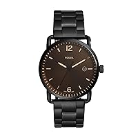 Fossil Men's FS5277 The Commuter Three-Hand Date Black Stainless Steel Watch