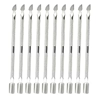 10 Pieces Stainless Steel Cuticle Pusher Cutter Professional Double Ended Metal Manicure Pedicure Tool Pusher for Fingernails, Toenails