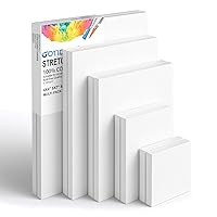 GOTIDEAL Stretched Canvas, Multi Pack 4x4, 5x7, 8x10,9x12, 11x14 Set of 10, Primed White - 100% Cotton Artist Canvas Boards for Painting, Acrylic Pouring, Oil Paint Dry & Wet Art Media