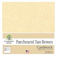 Clear Path Paper - Parchment Tan Brown Cardstock - 12 x 12 inch - 65Lb Cover - 25 Sheets