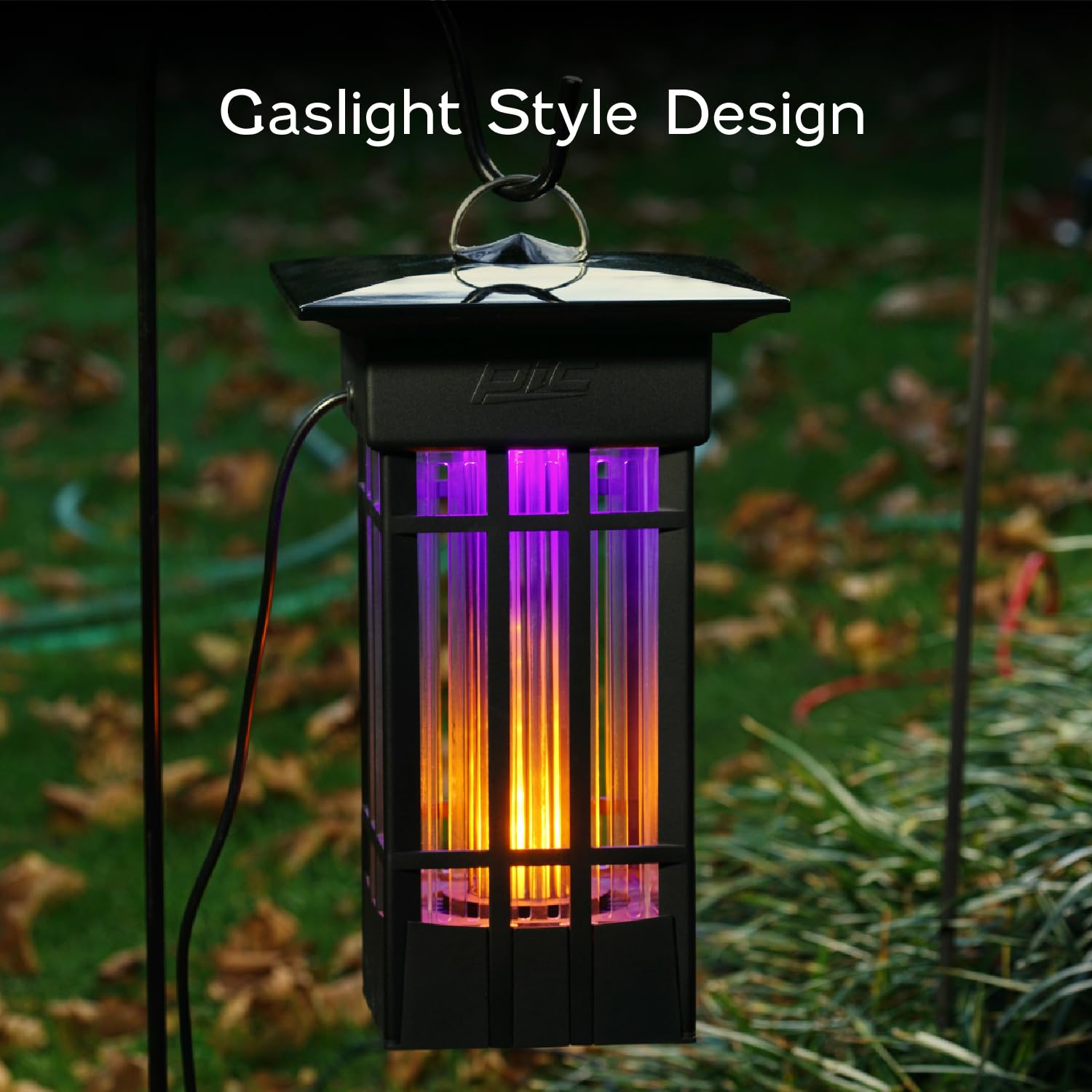 PIC® Decorative Flickering Flame Bug Zapper - 1 Acre Coverage, 6500V, LED Flame Effect, Dusk-Dawn Sensor, Flying Insect Killer