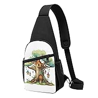 Sling Bag Crossbody for Women Fanny Pack Cute Fairy Tree Chest Bag Daypack for Hiking Travel Waist Bag