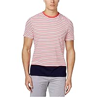 Tommy Hilfiger Mens Stripe Colorblock Tee T-Shirt Pink XL