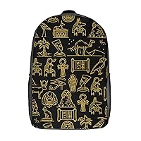 Egyptian Nefertiti and Ra Anubis and Pyramids Mummy Sphinx 17 Inches Unisex Laptop Backpack Lightweight Shoulder Bag Travel Daypack