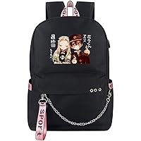 Anime Toilet Bound Hanako Kun Laptop Backpack Fit 15 Inch Laptop Schoolbag Travel Daypack with USB Charging Port & Headphone Port Black
