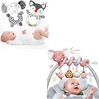 XIXILAND Car Seat Toys Newborn Toys Musical Stroller Toys & Black and White Baby Toys 0-3 Months Baby Rattles 0-6 Months, Infant Toys 0-6 Months Crib Toys for 0 3 6 9 12 Months Girls Boys