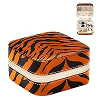 PU Leather Jewelry Box Tiger Stripe Portable Travel Jewelrys Organizer Case Earrings Rings Necklaces Display Storage Holder Boxes for Women Girls Bridesmaid Gifts