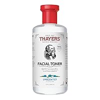 Alcohol-Free, Hydrating, Unscented Witch Hazel Facial Toner with Aloe Vera Formula, Vegan, Dermatologist Tested and Recommended, 12 Oz