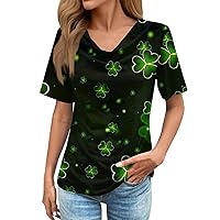 Women Blouse,Short Sleeve Plus Size Top Loose Green St. Patrick's Printed Shirt Summer Casual Fashion Tee T Shirt