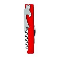 True by True Fabrications Restaurant Waiter Quality Slim Soft-Touch Corkscrew with Straight Edge Foil Cutter, Red