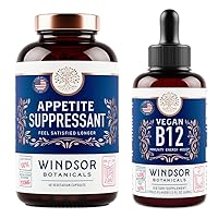 WINDSOR BOTANICALS Appetite Suppressant for Weight Loss and Vegan B12 Liquid Bundle