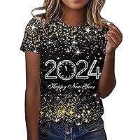 Aesthetic Clothes for Teens Vintage Women's Casual Fashion Printed Top Blouse Short Sleeved Round Neck Loose T