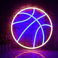 Basketball Neon Signs Sport Neon Light Led Sign Neon Sign for Bedroom Led USB Powered Switch Light up Sign Neon Sign for Wall Decor Bedroom Christmas Birthday Signs Kids Gift(Blue Yellow