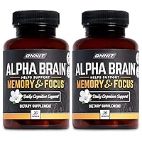 Alpha Brain 30ct 2-Pack - Premium Nootropic Brain Supplement - Focus & Memory - Alpha GPC, L Theanine & Bacopa Monnieri