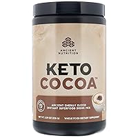 Ancient Nutrition Keto Drink Mix, Keto Cocoa, Instant Superfoods Drink Mix, Caffeine Free Energy Booster, Reduces Fatigue, Gluten Free, Paleo and Keto Friendly, 20 Servings