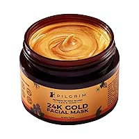Pilgrim 24K Gold Face Mask For Glowing Skin | 24K Gold Face Pack For Glowing Skin, Skin Hydrating, Boosts Collagen And Restoring Skin Radiance | For All Skin Types | For Men & Women | 50Gm