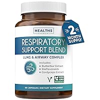 Respiratory Support Supplement (Non-GMO) - 60 Capsules - Natural Deep Lung Cleanse for Bronchial and Airway Support with Cordyceps, Butterbur and Bioflavonoids - Lung Detox for Smokers (No Pills)