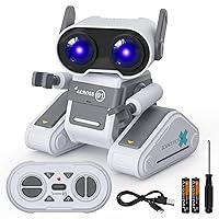 DoDoMagxanadu Robot Toys, Remote Control Robot Toy for Boys, RC Robots with LED Eyes and Music, Gifts for 3 4 5 6 7 8 9 Years Old Kids Boys and Girls (White)