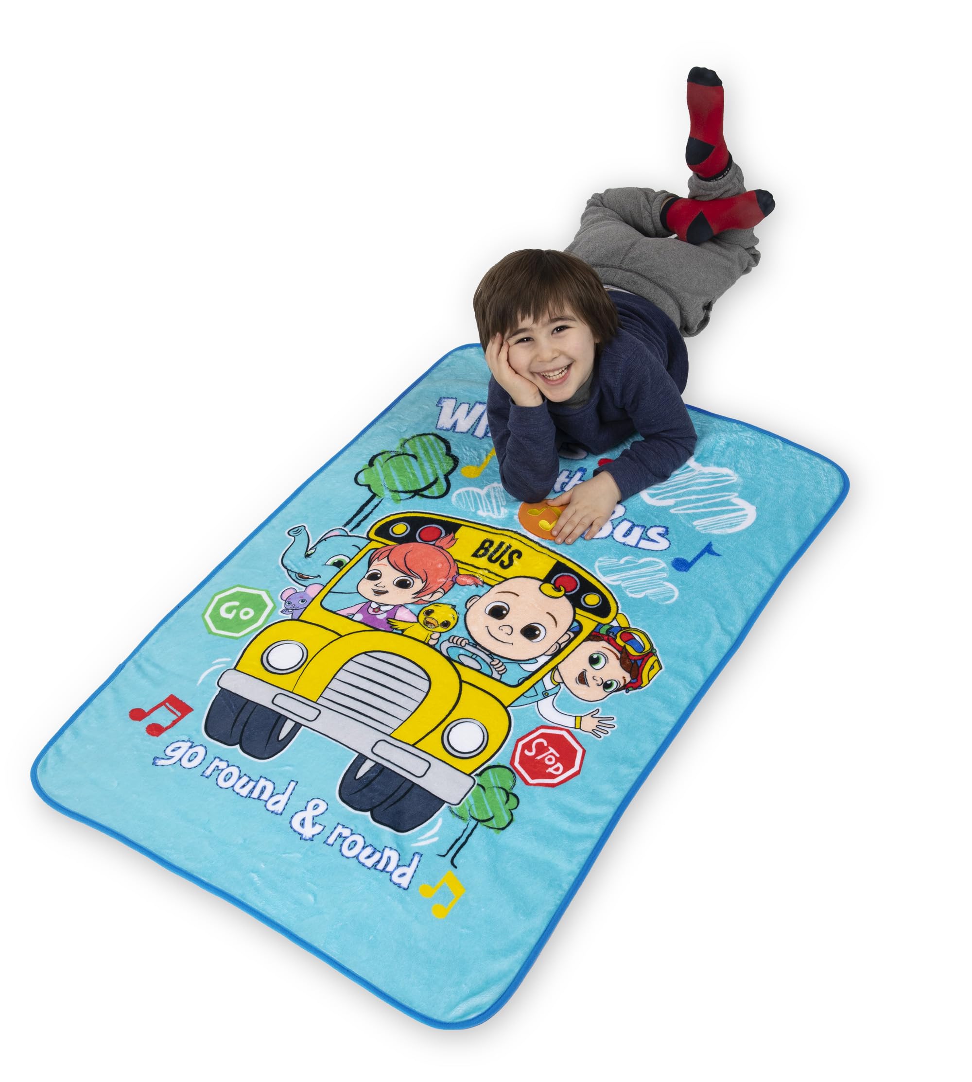 CoComelon Warm, Plush, Throw Blanket - Extra Cozy and Comfy for Your Toddler, Blue