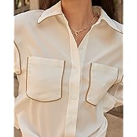 The Drop Women's Ivory Silky Button Down Shirt by @Coveteur