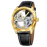 FORSINING Men's Unique Design Skeleton Self-Winding Analog Fashion Casual Wristwatch with Leather Strap