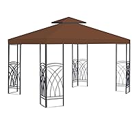 Benefitusa Canopy Only 10'x10' Replacement Gazebo Top Canopy Patio Pavilion Cover Sunshade Plyester Double Tier - Brown