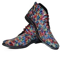 PeppeShoes Modello Graphico - Handmade Italian Mens Color Colorful Ankle Chukka Boots - Cowhide Smooth Leather - Lace-Up