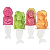 Tovolo Mermaid Pop Molds (Set of 4) - Reusable Mess-Free Silicone Popsicle Molds with Sticks and Drip-Guards for Easy Homemade Snacks