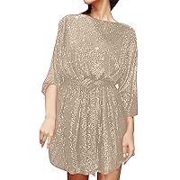 Reception Dress for Bride,Women's Holiday Party Sequin Beaded Lace Up Long Sleeved Dress Dresses Plus Size East
