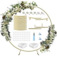 Extra Large Wedding Arch for Ceremony 7 Ft, Metal Balloon Arches Backdrop Stand with Metal Base for Party Supplies, Outdoor Garden Trellis for Climbing Plant, Round Frame, Gold