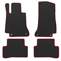 Auto Floor Mats Custom Fit for Mercedes-Benz C Class Sedan Only 2015-2021 C180 C200 C250 C300 C350(e) C400 C43 AMG C450 C63 W205 W206 S206 Rubber Black Red Car Liners All Weather Odorless