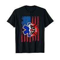Patriotic Firefighter Graphics 4th Of July American Flag T-Shirt