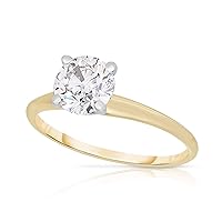 Femme Luxe 14K Gold and 1.00 Carat Lab-Grown Diamond Solitaire Ring for Women, Perfect Wedding, Engagement or Anniversary Ring