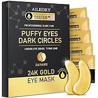 Under Eye Patches (24 Pairs),24K Gold Eye Masks Enriched with Abundant Collagen|Diminish Dark Circles and Puffiness|Anti-Aging Smooth Fine Line Nourish Skin