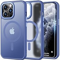 LUHOURI Enhanced Magnetic for iPhone 12 Case,iPhone 12 Pro Case with Screen Protector - Compatible with Magsafe, Military-Grade Drop Tested, Slim Fit Shockproof Translucent Matte Cover - Light Blue