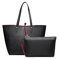 Miss Lulu Women Reversible Tote Bag Faux Leather Shoulder Handbag Large Shopper Set Two In One