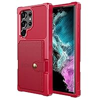 Case for Samsung Galaxy S23/S23 Plus/S23 Ultra, Shockproof Wallet Slim Leather Back Case with Credit Card Holder Flip Magnetic Closure Protective Phone Cover,S23 Ultra,Red