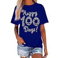 100 Days of School Shirt Teacher T Shirt for Women Funny Teaching Heart Graphic Tee Tops Teacher Day Gift Shirts