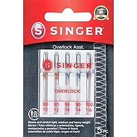 SINGER 04803 Regular Point Overlock Needles, 5-Count