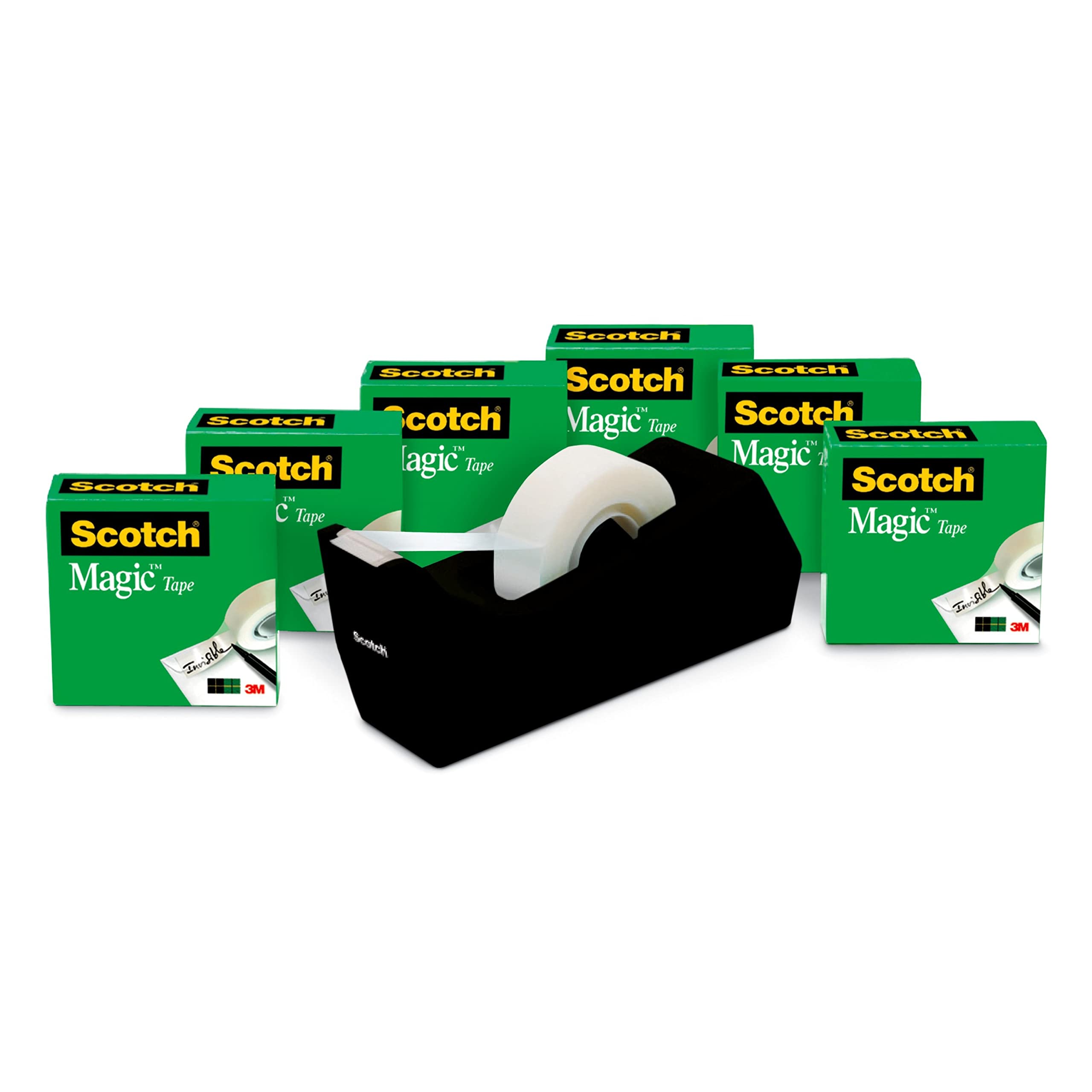 Scotch Magic Tape, Invisible, Back to School Supplies and College Essentials for Students and Teachers, 6 Tape Rolls With Dispensers, 3/4 x 1000 Inches