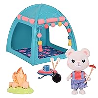 Smores & More Camping Trip, Complete Set with Miniature Doll Figure, 10 Pieces , Ages 3+