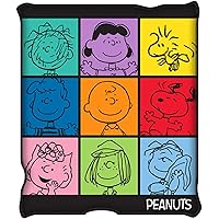 Silver Buffalo Peanuts Multicolor Character Grid Fleece Throw Blanket - 45 x 60 Inches | Soft and Cozy Blanket