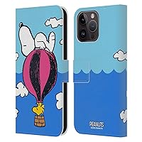 Head Case Designs Official Peanuts Snoopy & Woodstock Balloon Halftimes and Laughter Leather Wallet Mobile Phone Case Compatible with Apple iPhone 15 Pro Max