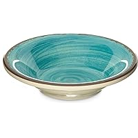 Carlisle FoodService Products Mingle Reusable Plastic Bowl Fruit Bowl with Pottery Style for Home and Restaurant, Melamine, 4.5 Ounces, Aqua, (Pack of 48)