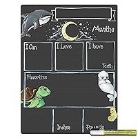 Monthly Milestone Board for Baby with Ocean Theme, Reusable Chalkboard Style Surface, and Liquid Chalk Marker, 12 by 16 Inches, White Marker