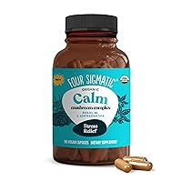 Four Sigmatic Calm Capsules | Vegan Stress Relief Supplement to Promote Positive Mood with Organic Ashwagandha Powder, Organic Reishi Mushroom, Tulsi (Holy Basil Extract), Vitamin B6 | 30 Servings