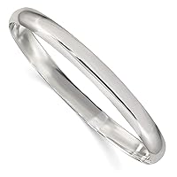 Saris and Things 925 Sterling Silver 6.25mm Solid Polished Plain Slip-on Bangle Bracelet