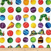 The Very Hungry Caterpillar Dots Large Scattered Fruit, Quilting Fabric by the Yard